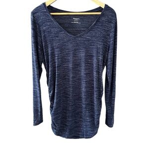 Motherhood Maternity Navy Blue Space Dye Ruched Long Sleeve Maternity Top